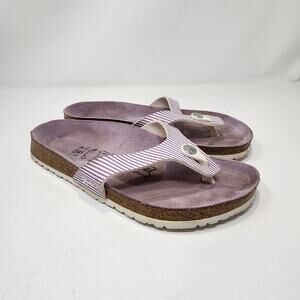 Birkis Birkenstock Martina Toe Post Sandal Women Size 38 US 7 Purple Stripe